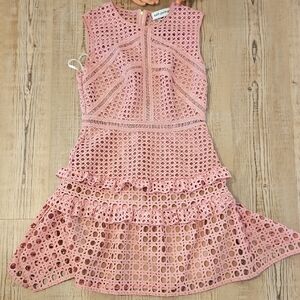 Self-Portrait Cross Hatch Frill Mini Dress